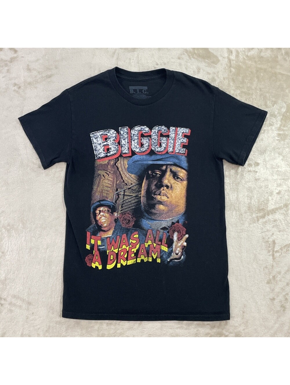 Biggie Smalls Notorious B.I.G. T-Shirt Tee Black Shirt Rap 100% Cotton Mens S